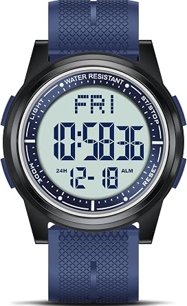 WIFORT Mens Watches Waterproof for Sports Digital Watch for Men Ultra-Thin & Wide Angle Vision Military Watch, Countdown Dual Time Split Time Stopwatch Backlight Alarm