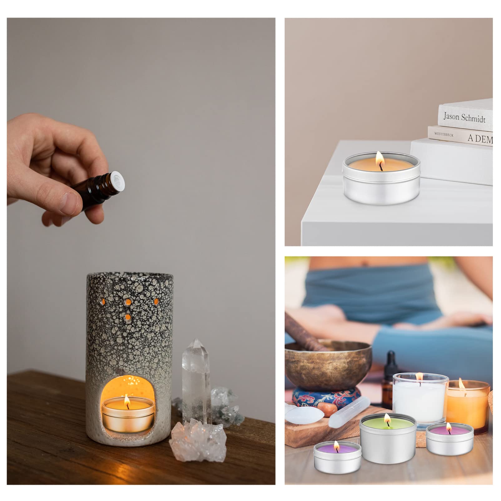 VILLCASE Latas de Velas Vacías de Aluminio Mechas de Algodón, 1 Juego