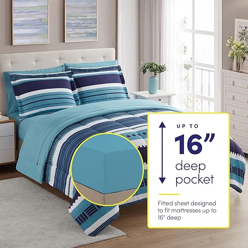 Miniatura 2 de Sweet Home Collection Juego de edredón de 7 piezas de color sólido para todas las estaciones, manta alternativa de plumón suave y lujosas sábanas de