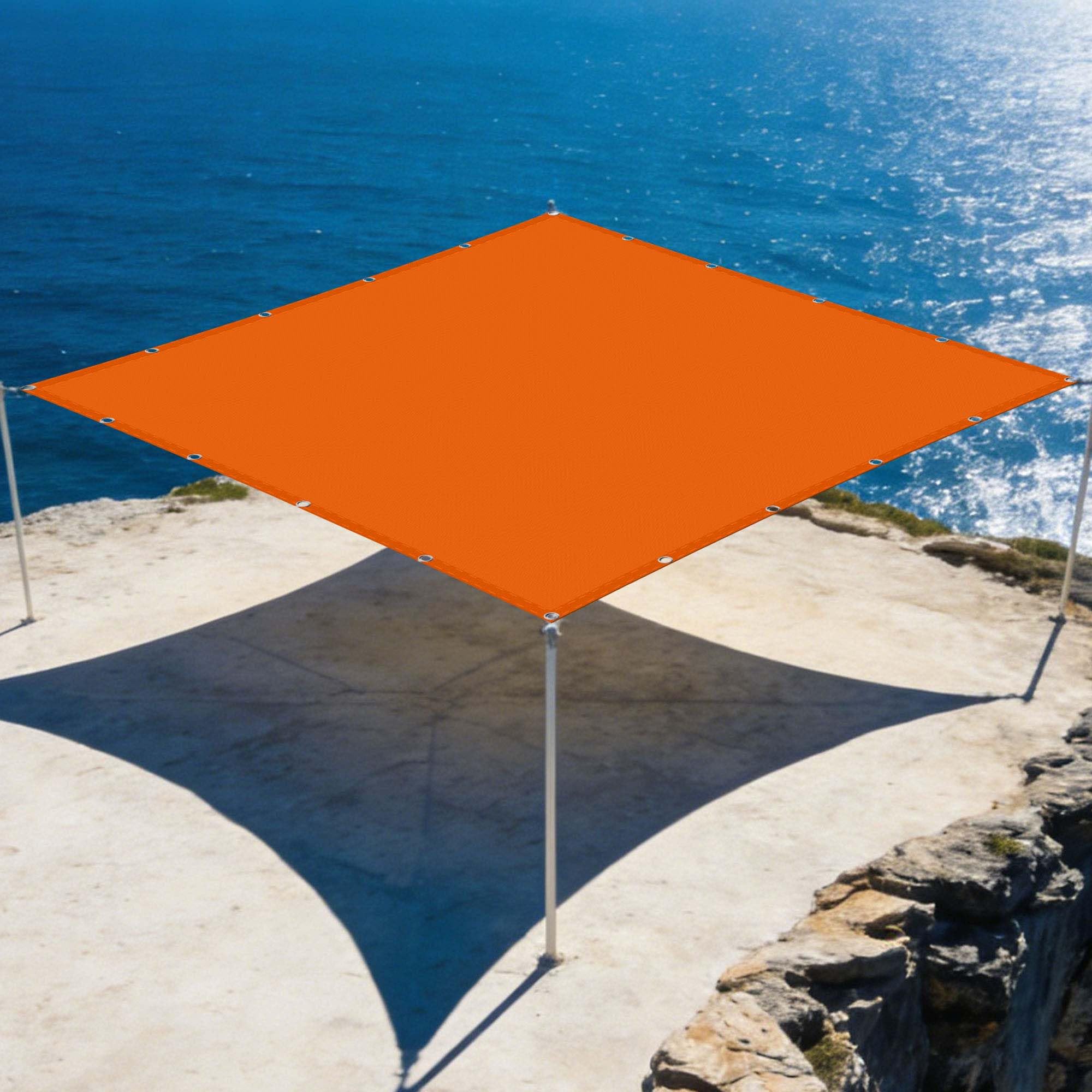 Voile d'ombrage orange résistant à l'eau avec oeillets robustes