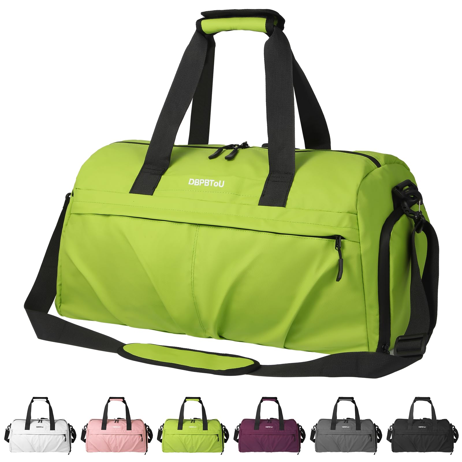 DBPBToU Borsone Palestra Donna Uomo Materiale Rigido, Borsa Palestra con Scomparto per Scarpe di Ventilazione, Borsone da Viaggio Donna Impermeabile (Verde)