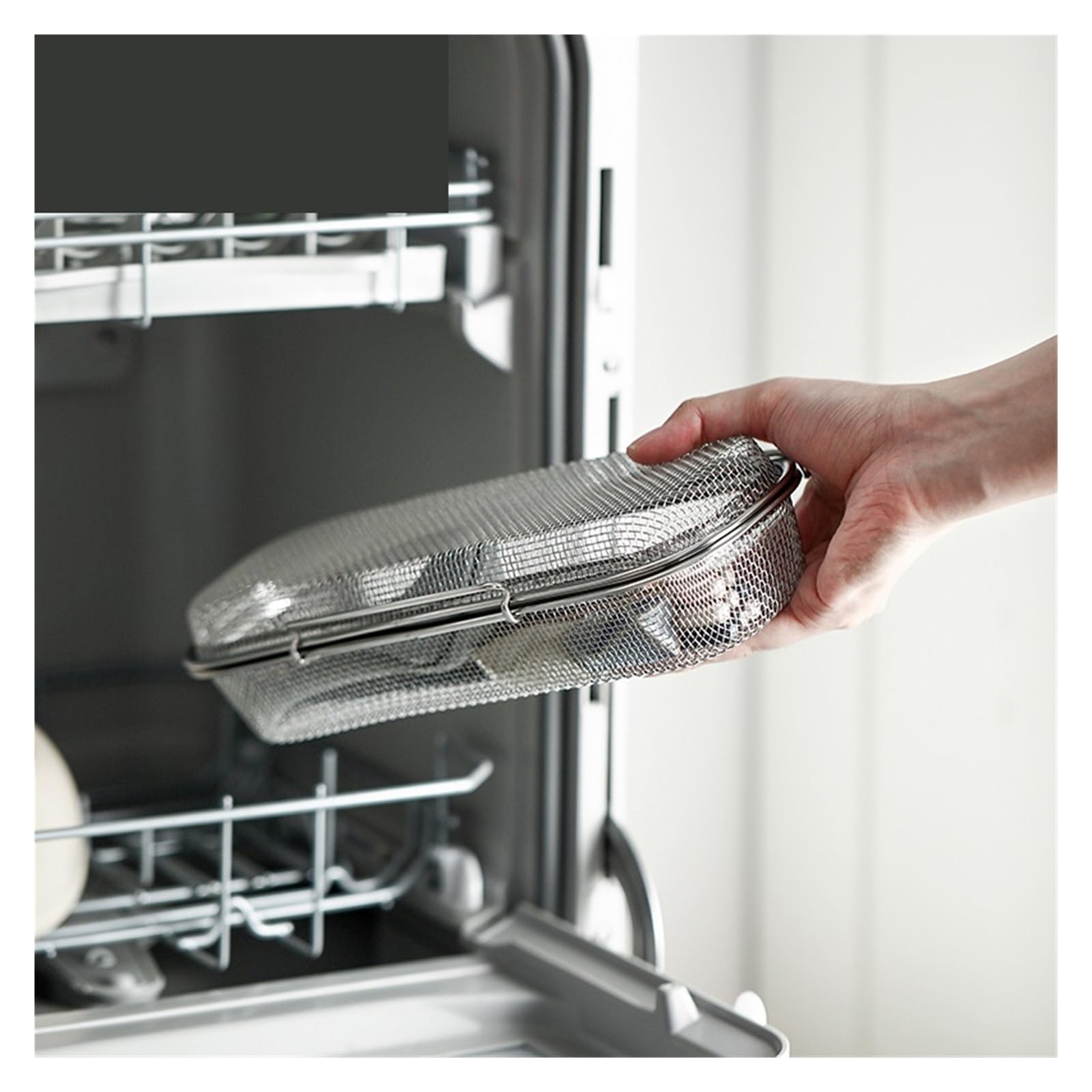 Cesta de lavavajillas, compatible con SHIMOYAMA, 27x11x6cm | Soporte de acero inoxidable 304 para artículos pequeños, reutilizable, 05N3IUG27116A