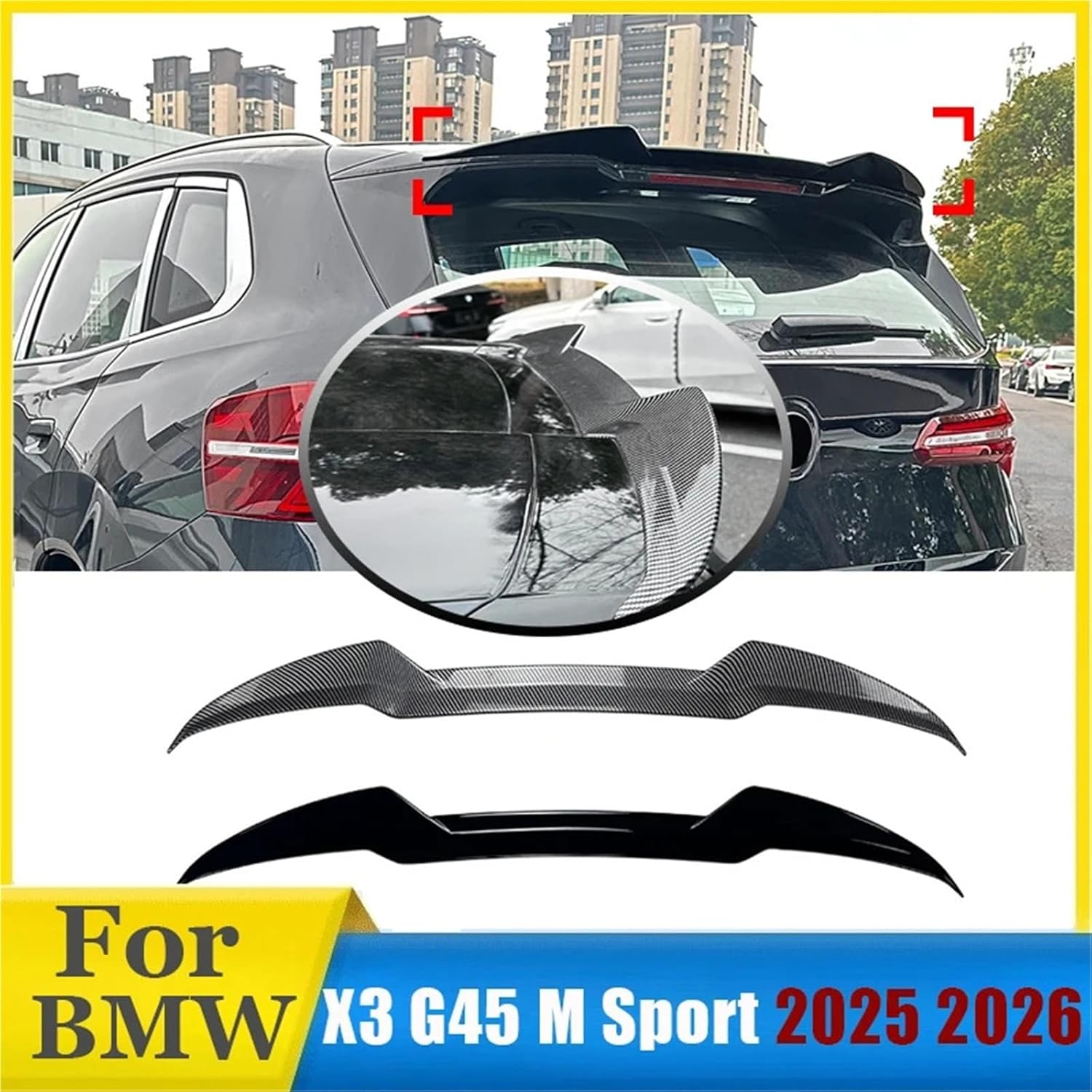 Compatible with 2025-2026 BMW X3 G45 M Sport Car Rear Spoiler Tail Wing Extension Body Kits Trunk Lip Trim Auto Parts(Glossy Black)