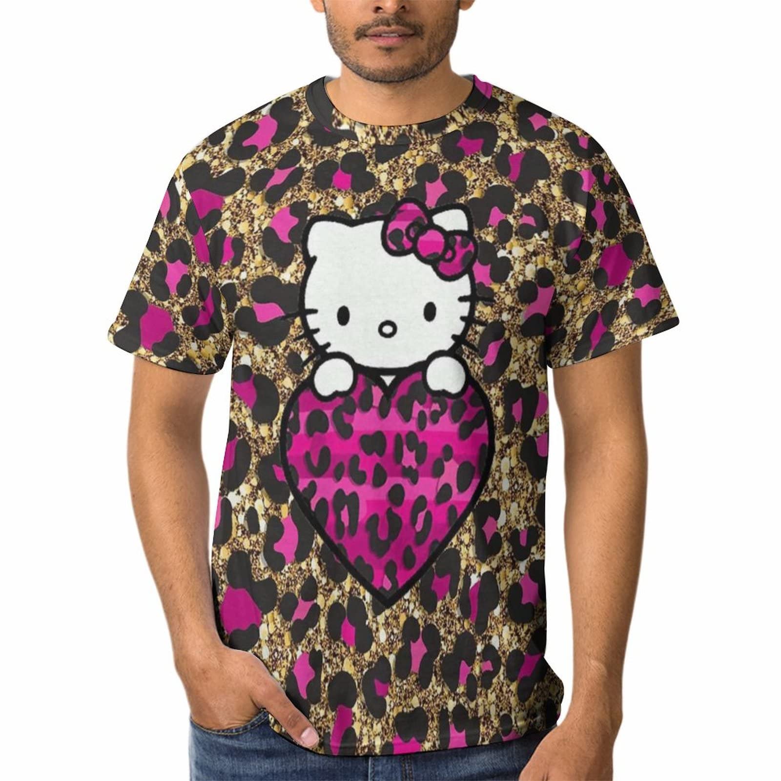 Amazon.co.jp: メンズ Tシャツ ハローキティ ヒョウ柄 半袖 大きい