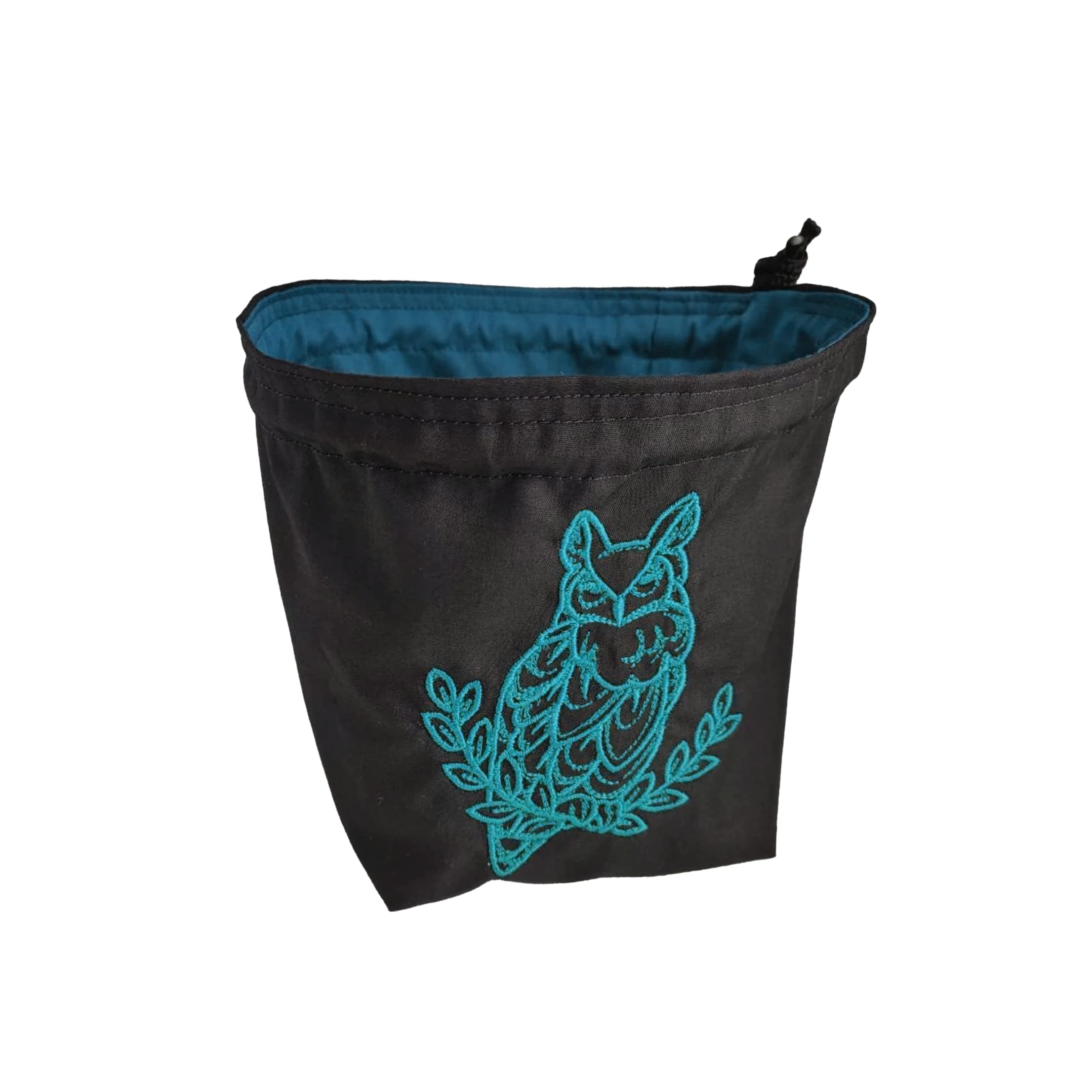 Square Dice Bag/Reversible Tile Pouch- Woodland Owl Reversible Freestanding - D&D RPG Bags (Red)