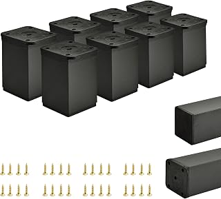 Möbelfüße Verstellbar – 8er Set – Schrankfüsse mit Elegantes Design – Füße für Möbel 40 x 40 x 60 mm Einfache Montage mit Komplettem Schraubenset