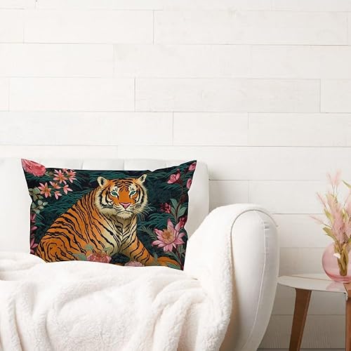 Vista 346 de ArogGeld Chinoiserie - Funda de cojín con estampado de leopardo y guepardo fucsia, con manchas de animales de vaca, color rosa oscuro, decoración