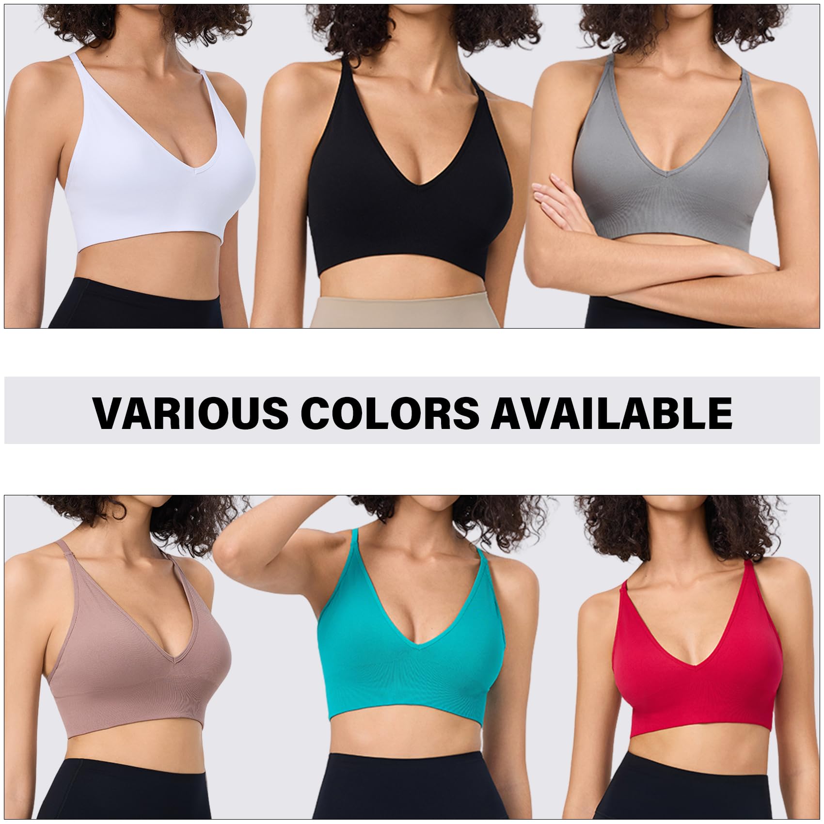 Soutiens-Gorge de Sport Femme Brassiere Dos Croisé Lingerie Reglable Fine Bretelle Bralette Coussinets Amovibles pour Yoga