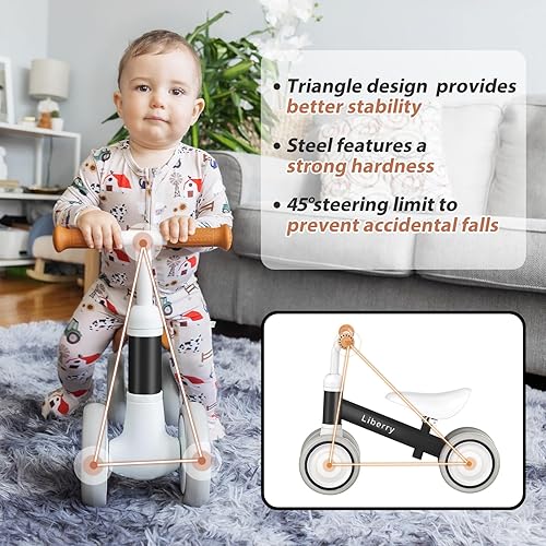 Miniatura 2 de Liberry Bicicleta de equilibrio para bebés de 1 año, bicicleta de equilibrio para niños de 4 ruedas con asiento ajustable, regalo de primer