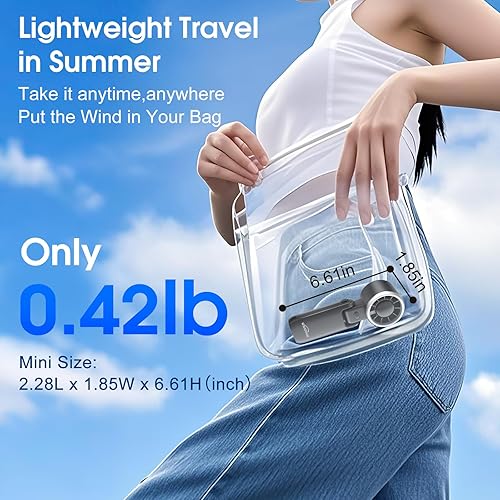 Miniatura 6 de WHATOOK Ventilador portátil recargable mini ventiladores ventilador de mano con tecnología Air Turbo, pantalla LED de 4000 mAh y 5 velocidades,