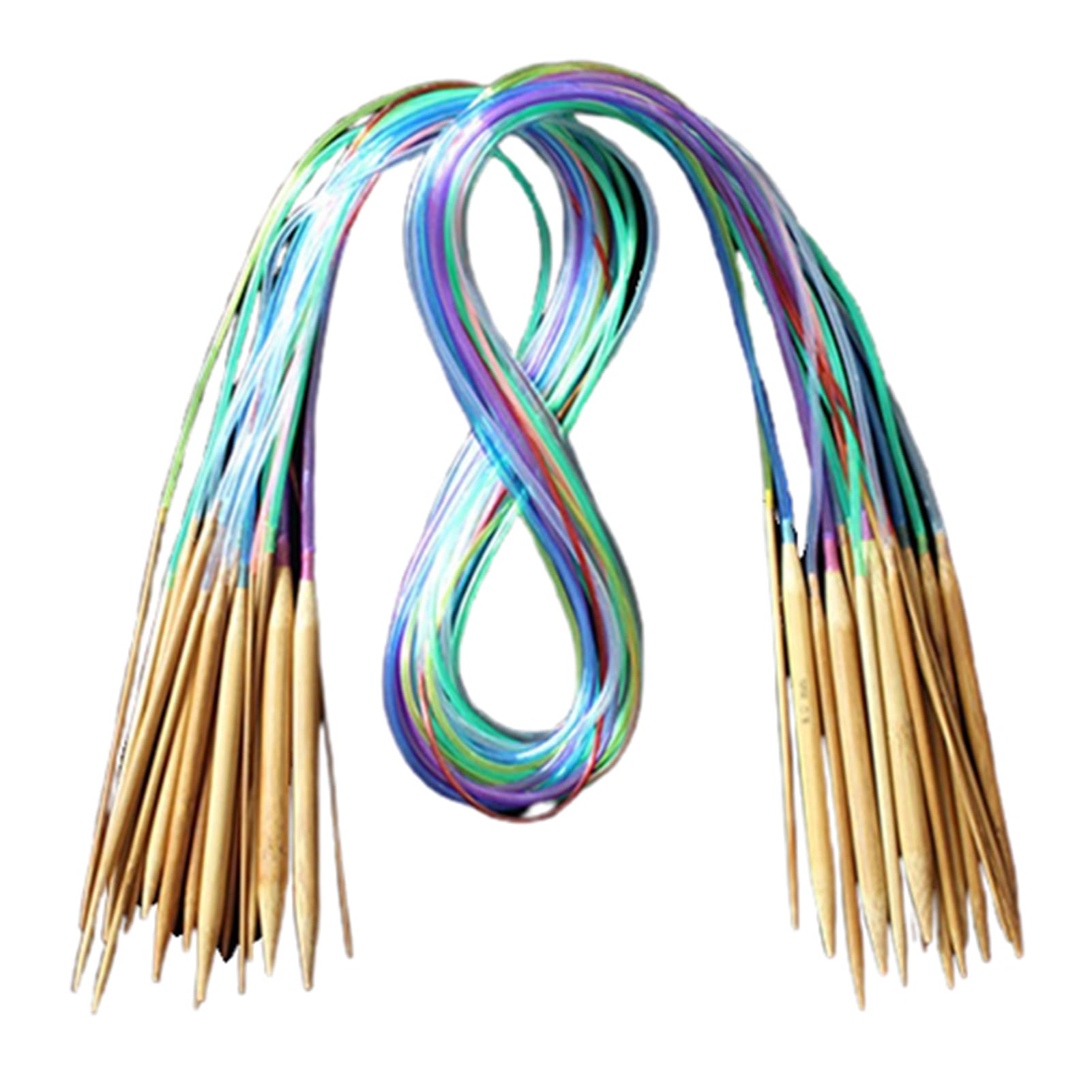 matumou 18Pcs 18 Sizes Tube Circular Carbonized Bamboo Knitting Needles Pins 40cm-120cm