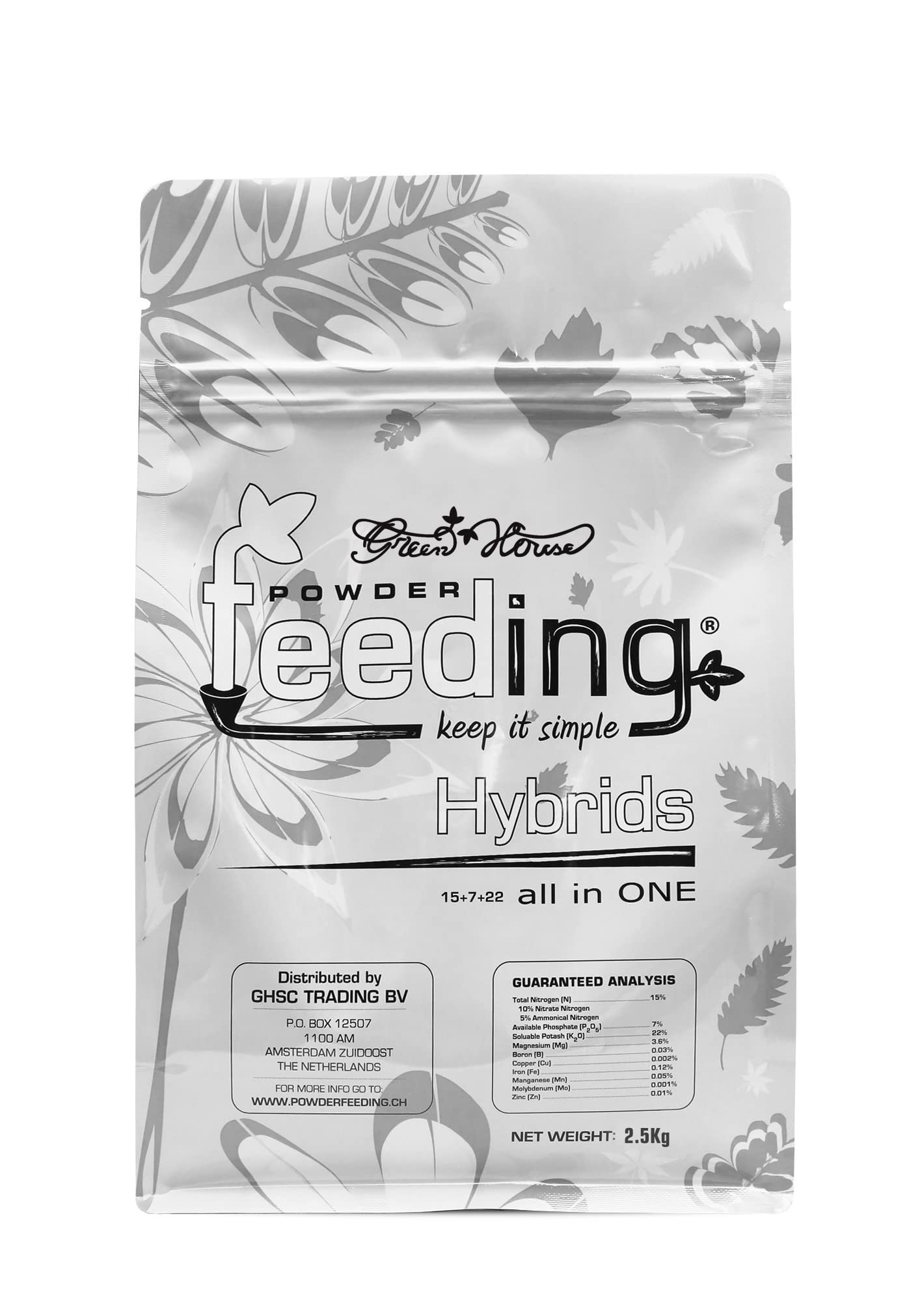 Powder Feeding Mehrzweck Hybrids Dünger 2.5 kg, weiß, 20 x 15 x 8 cm, hybr25-pf