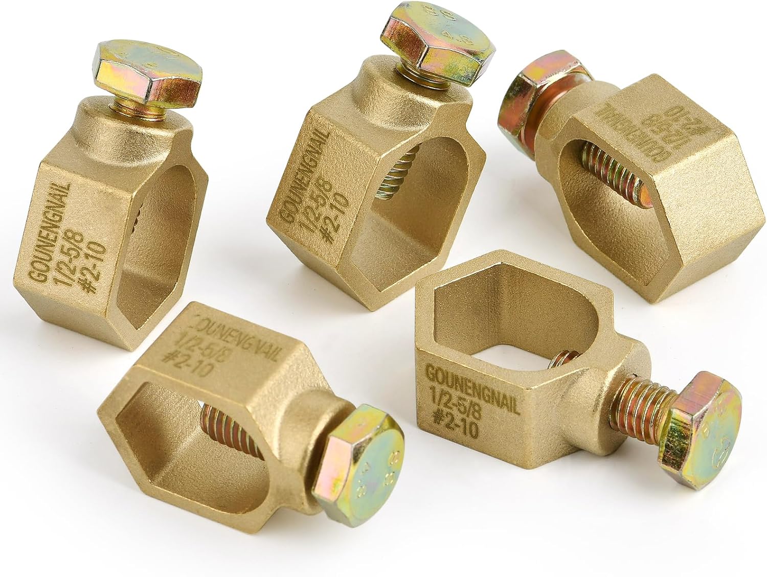 10PCS Copper Ground Rod Clamp, Great for 1/2”- 5/8” Grounding Rods (10, Brass Clamp (1/2''-5/8''))