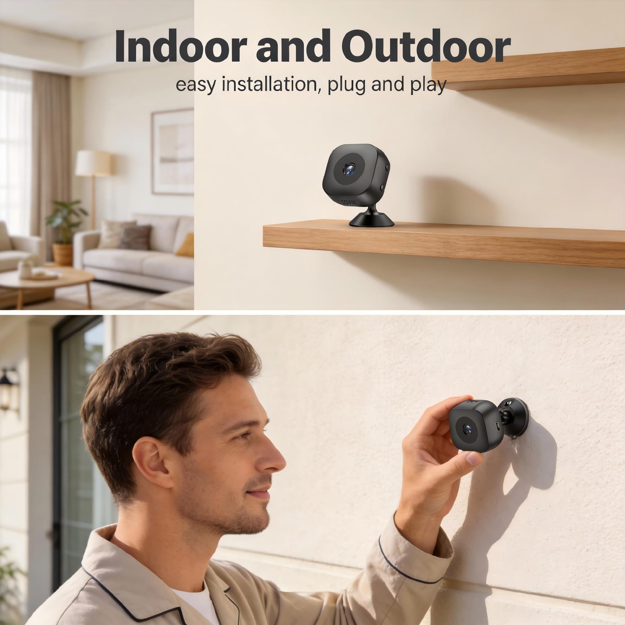 Hidden Camera,Spy Camera,4K Security WiFi Mini Camera SD Card Storage & App Control,Surveillance with Magnetic Mount,AI Motion Detection,Auto Night Vision,Compact Indoor Cameras for Home — view 7