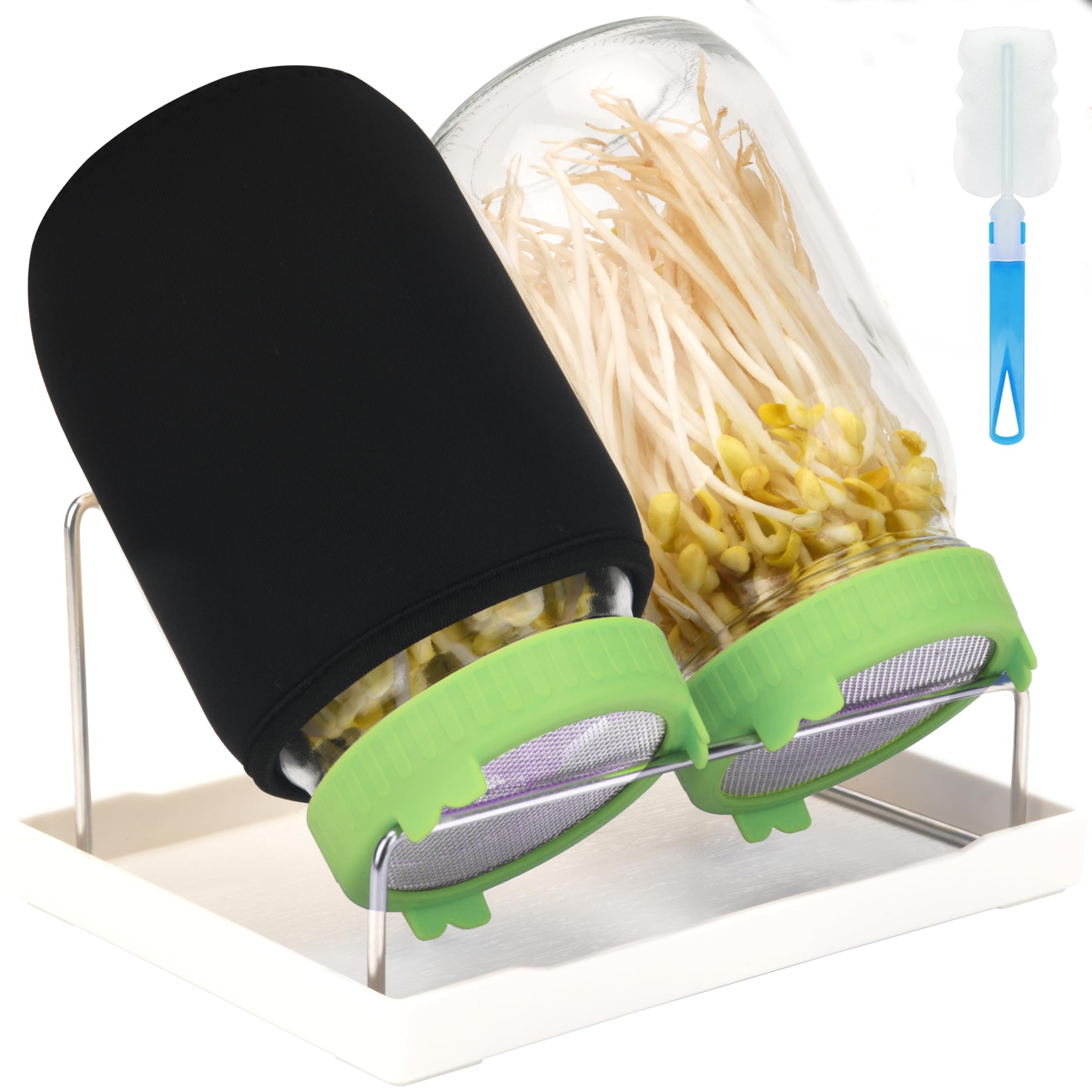 Photo 1 of ? [Large Size] 68oz Sprouting Kit, 2 Sprouting Jar Kits, Wide Mouth Jars with Stainless Steel Screen Sprout Lid, 2000ml Sprouts Growing Kit, Seed Sprouter Set for Growing Broccoli, Bean, Alfalfa ?