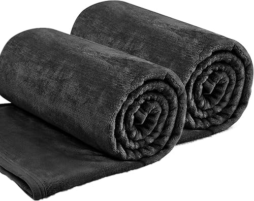 EIUE Cómoda manta de forro polar de franela, paquete de 2 unidades, manta ligera para siesta para el hogar, la oficina y viajes al aire libre, para