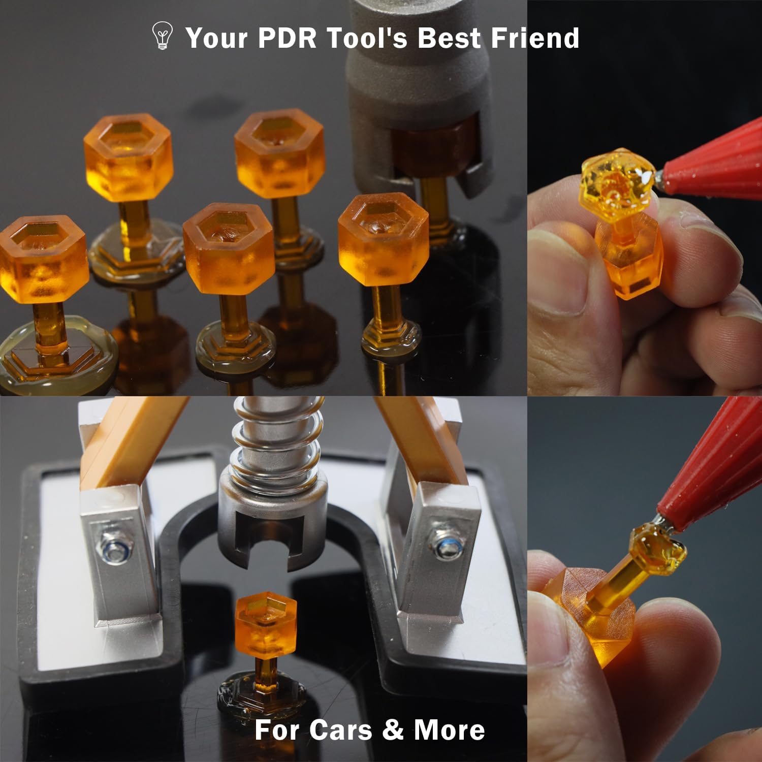 3Size Dent Puller Tabs, 30Pcs Car Body Dent Removal Pulling Tabs,Paintless Dent Repair Tool, Ice Suction Cup Glue Tabs for Automobile Dent Repair Hail Damage Removal Tools (Orange)