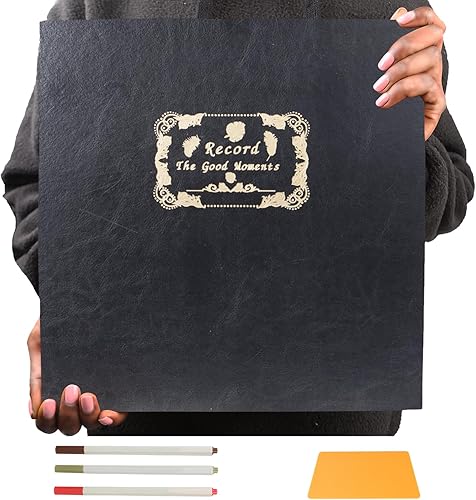 Álbum de fotos autoadhesivo magnético de 12.8 x 13.1 pulgadas, 40 páginas con cubierta de piel de vaca simulada, bolígrafo metálico y accesorios de