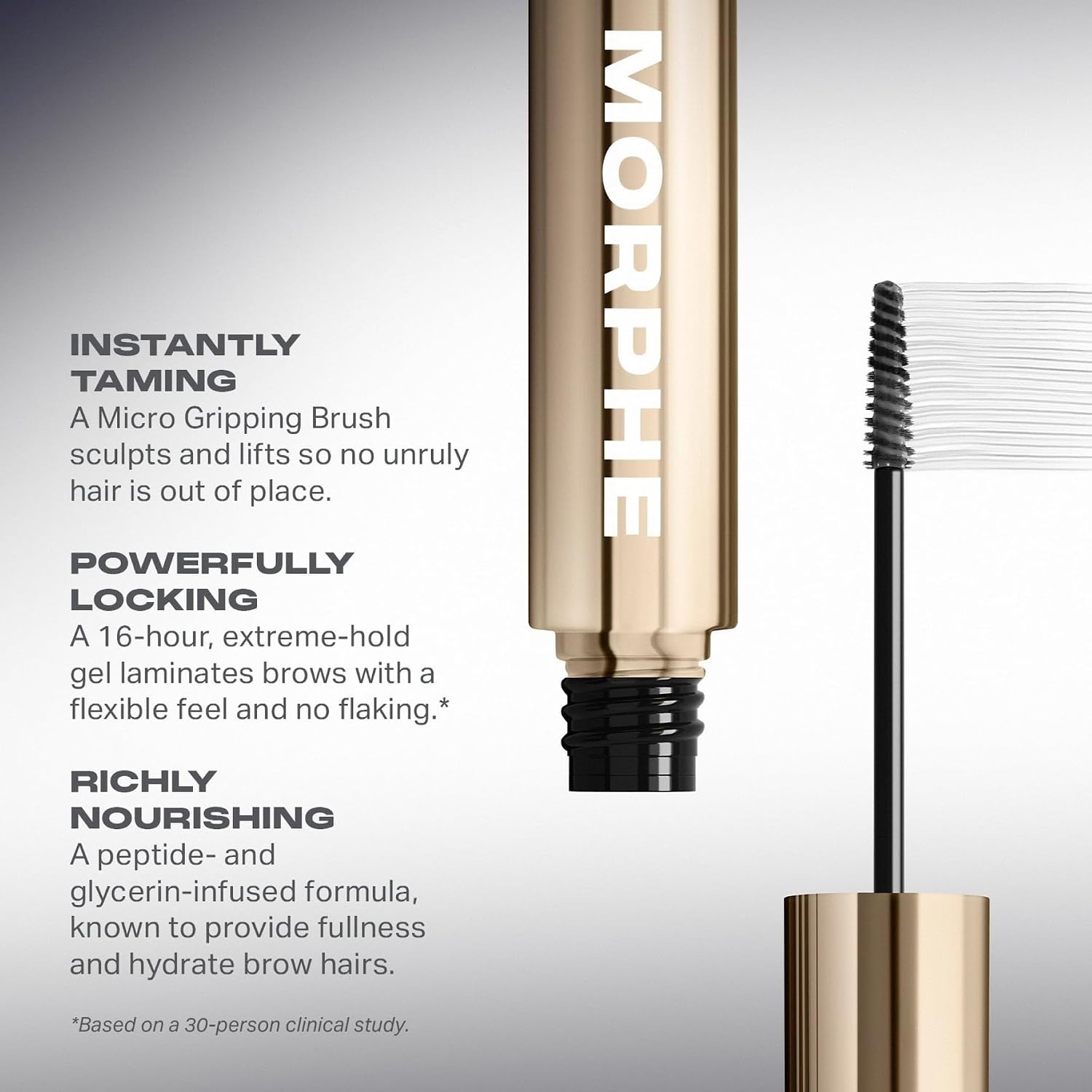 Morphe Micro Manager Clear Eyebrow Gel - 16H Extreme Hold Lamination Brow Gel for Sculpted Eye Brows - Clear Eyebrow Setting Formula with Micro Gripping Brush (0.15 oz)