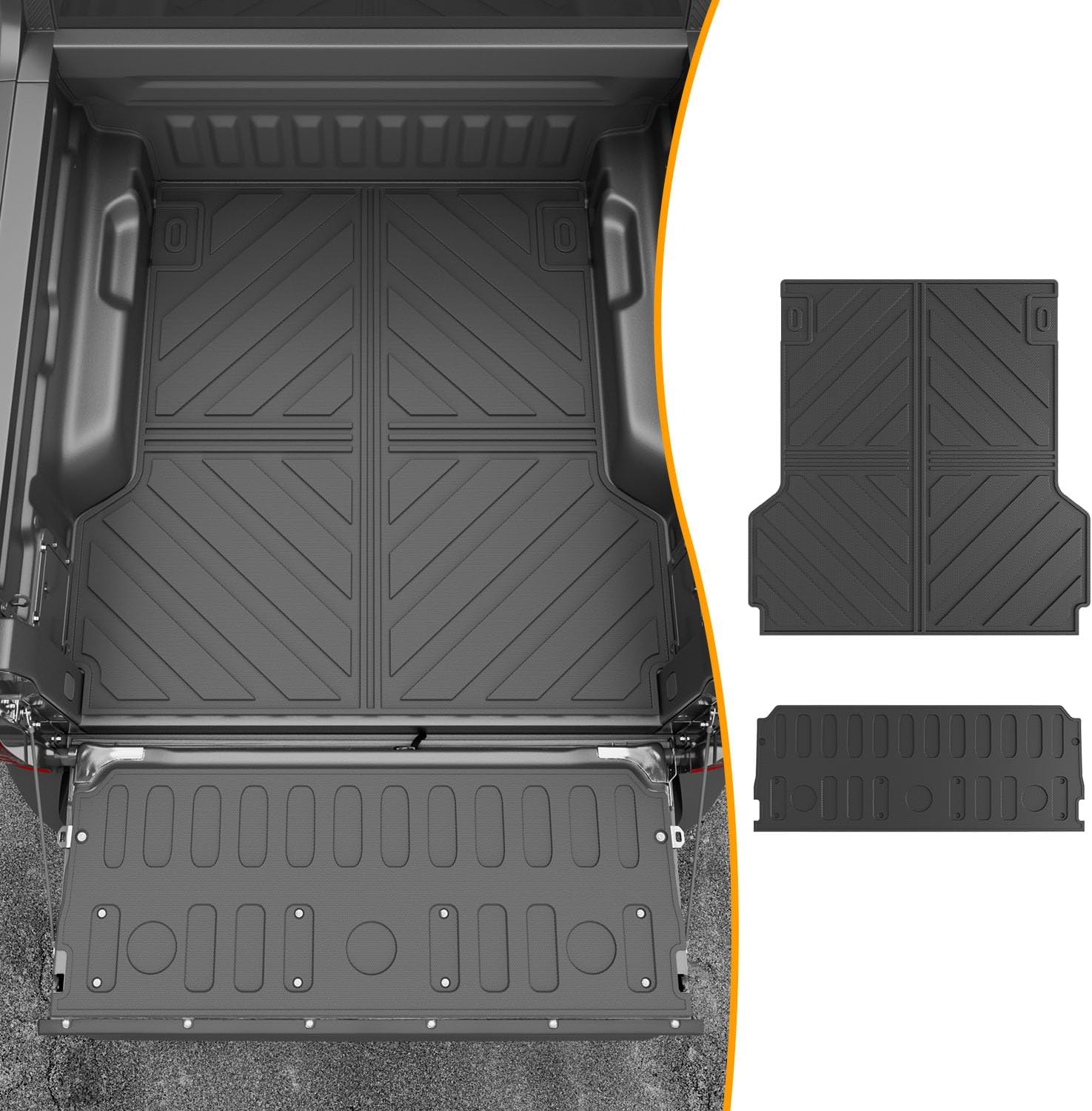 powoq Truck Bed Mat Compatible with 2022-2025 Ford Maverick Tailgate Mat Truck Bed Liner Tailgate Protector All Weather Replacement for 2022-2024 2025 Ford Maverick Accessories(Bed Mat+Tailgate Mat) Bed Mat+Tailgate Mat Compatible with Ford Maverick Gasoline&Hybrid