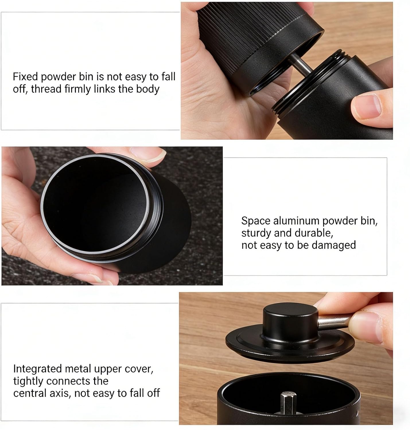 Ymiko Manual Coffee Grinder, Aluminum Alloy Stainless Steel Hand Coffee Bean Mill with External Adjustment for Travel Camping Home Office