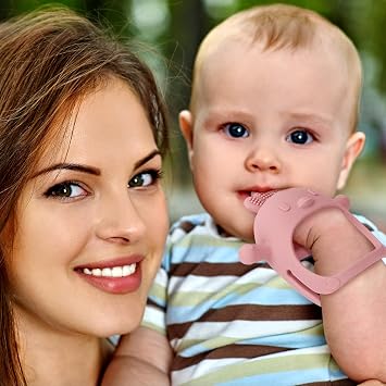Socub Silicone Baby Teether Toys for Infants 3-6 6-12 Months, Beige | BPA Free Anti-Drop Silicone Mitten Teething Toy, Baby Chew Toys for Sucking Needs, Newborn Essentials & Baby Shower Gifts