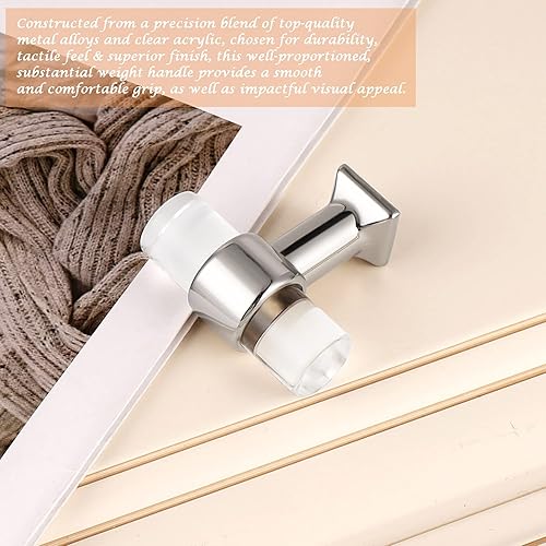 Miniatura 5 de Orger - Paquete de 5 pomos acrílicos transparentes para cajones de un solo agujero de 1.575 in de longitud, pomos de gabinete de cromo pulido para