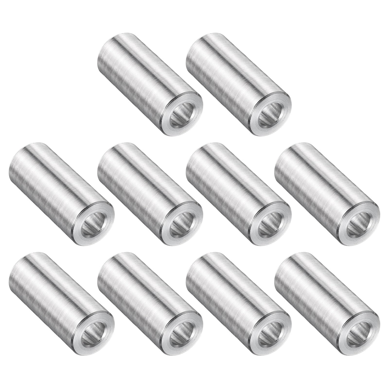 uxcell 10 Pcs Stainless Steel Spacer 1/4" Bore x 1/2" OD x 1" Length Screw Bushing Plain Finish Round Metal Spacer for 1/4" Screws Bolts and Rods