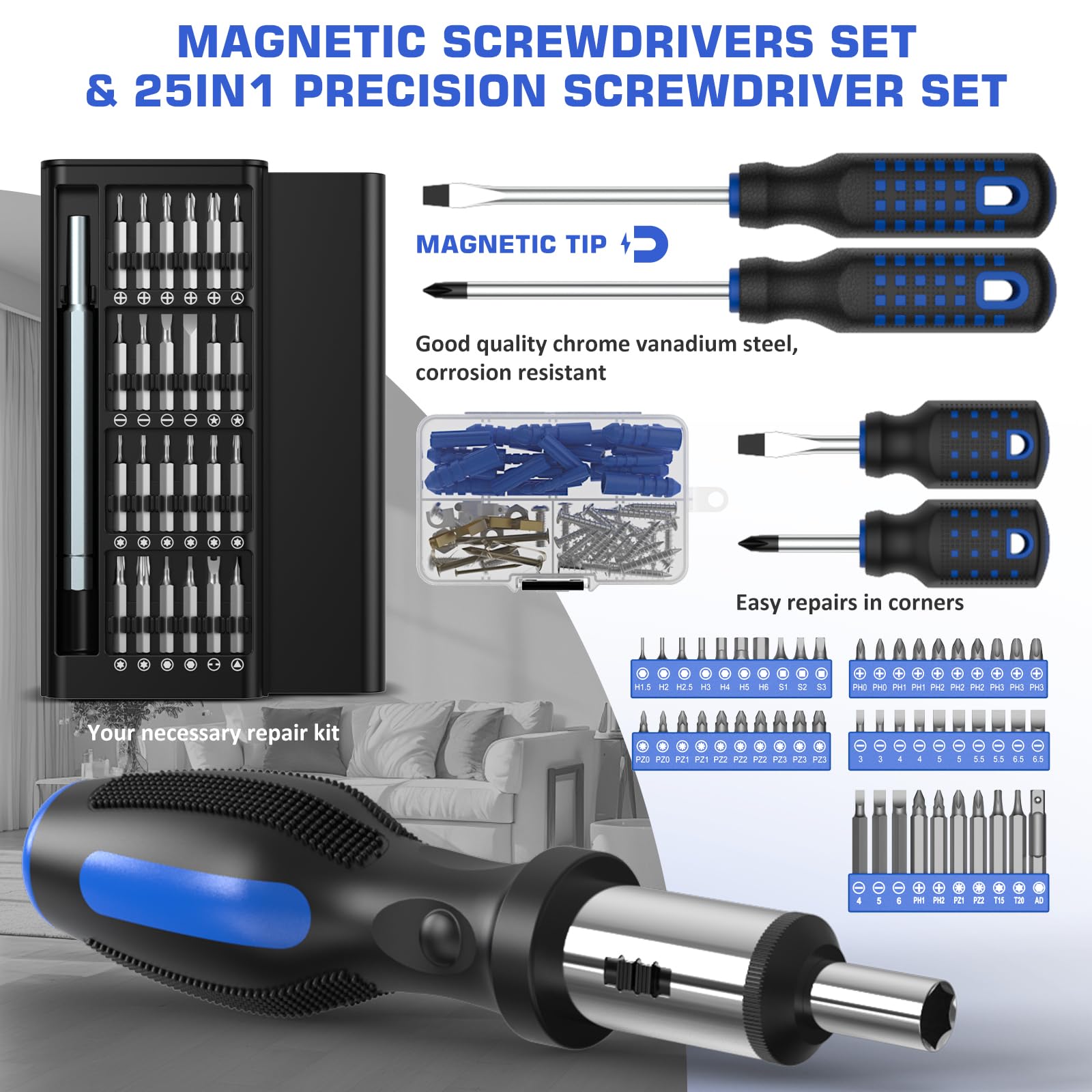 SundpeyPRO 326-Piece Home Tool Kit – Complete Repair Set With Hot Glue Gun, Flashlight & Drawer Storage Case