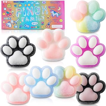 8Pcs Taba Squishy Cat Paw Squeeze Toys, Squishy Fidget Toy, Kawaii Squishies Sensory Toys, Pinch Family, Cat Paws Mochi Toys,Stress Relief for Party Favors,Novelty Things for Adults Kids