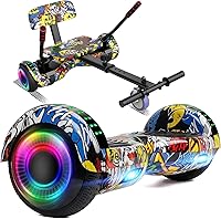 Vista 8 de Hoverboard de 6.5" de dos ruedas con asiento de autoequilibrio, scooter eléctrico con ruedas de luz LED Flash