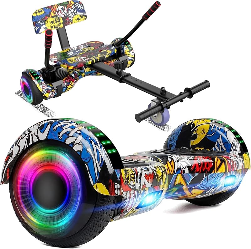 FLYING-ANT Self Balance Scooter Seat Attachment 6.5” Two-Wheel Self Balancing Electric Scooter with LED Light Flash Lights Wheels