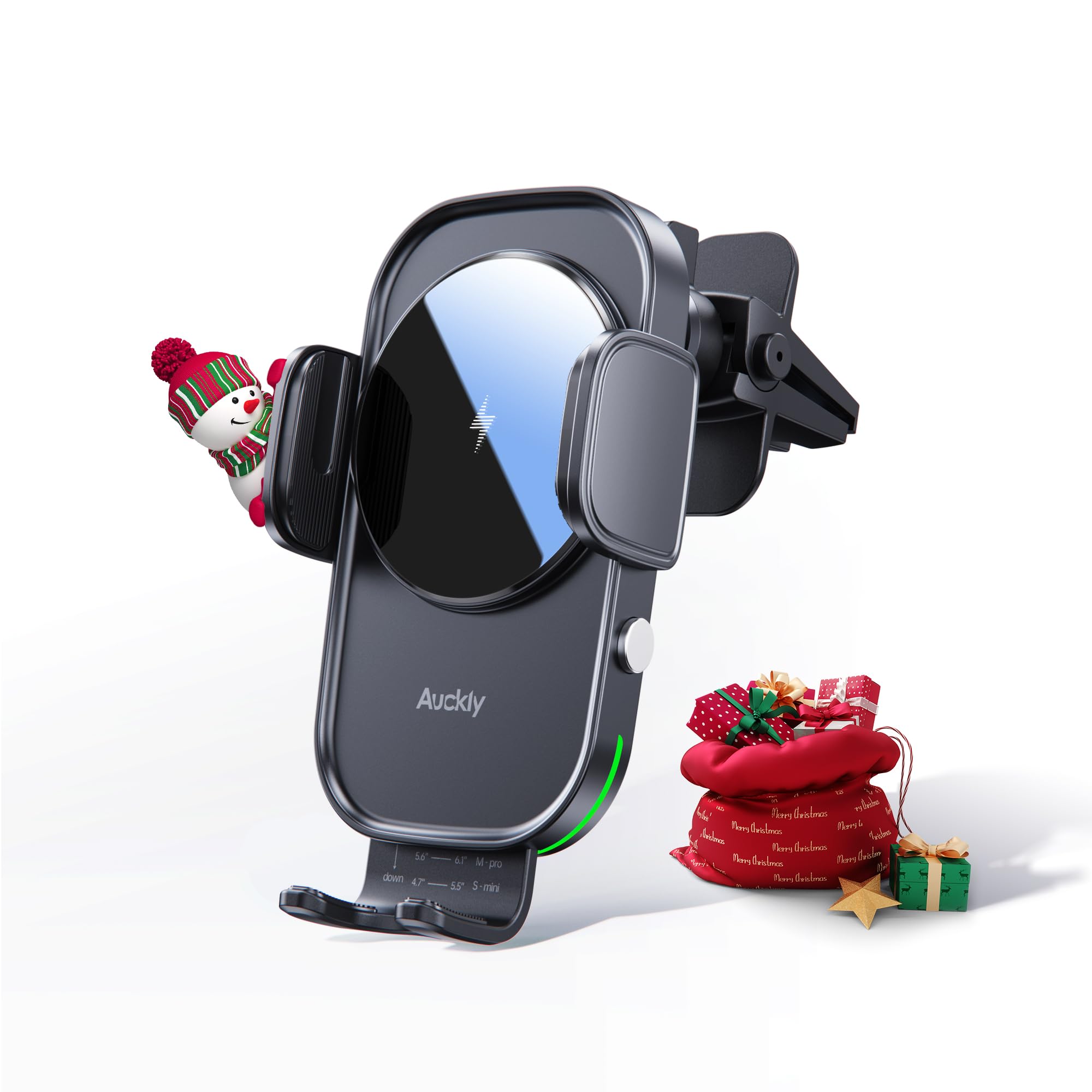 Auckly Qi 15W Caricatore Wireless Auto,Auto-Bloccaggio Supporto Telefono Auto, Ricarica Wireless Auto per iPhone 13/14/12 Pro Max Mini Plus 11/Pro/Xs,Supporto Smartphone per Galaxy S22/S20/S9 e Altri