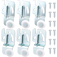6 Pcs Closet Sliding Door Hardware Wardrobe Roller Kit Wardrobe Wheels Replacement with 12 Screws for Top Hung Bypass Sliding Closet Doors Kitchen Doors, Including 1/4" and 1/2 Inch Thick