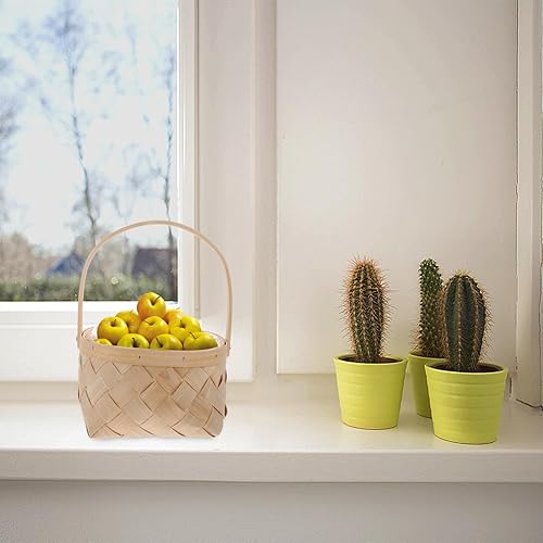 Miniatura 7 de ULTNICE Contenedor de almacenamiento de ratán, canasta hecha a mano de pastos marinos, cesta de almacenamiento tejida de madera, cesta de