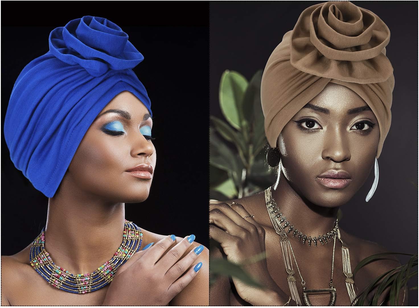 SATINIOR 6 Pieces Women Turban African Pattern Headwrap Colorful Printed Pretied Flower Knot Bonnet Hat for Women - Image 4