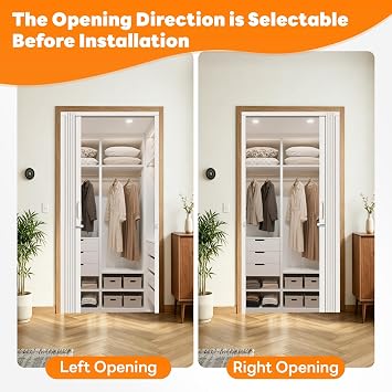 CCBOYSHARDWARE 36 x 79 Accordion Door with Lock and Handle, White