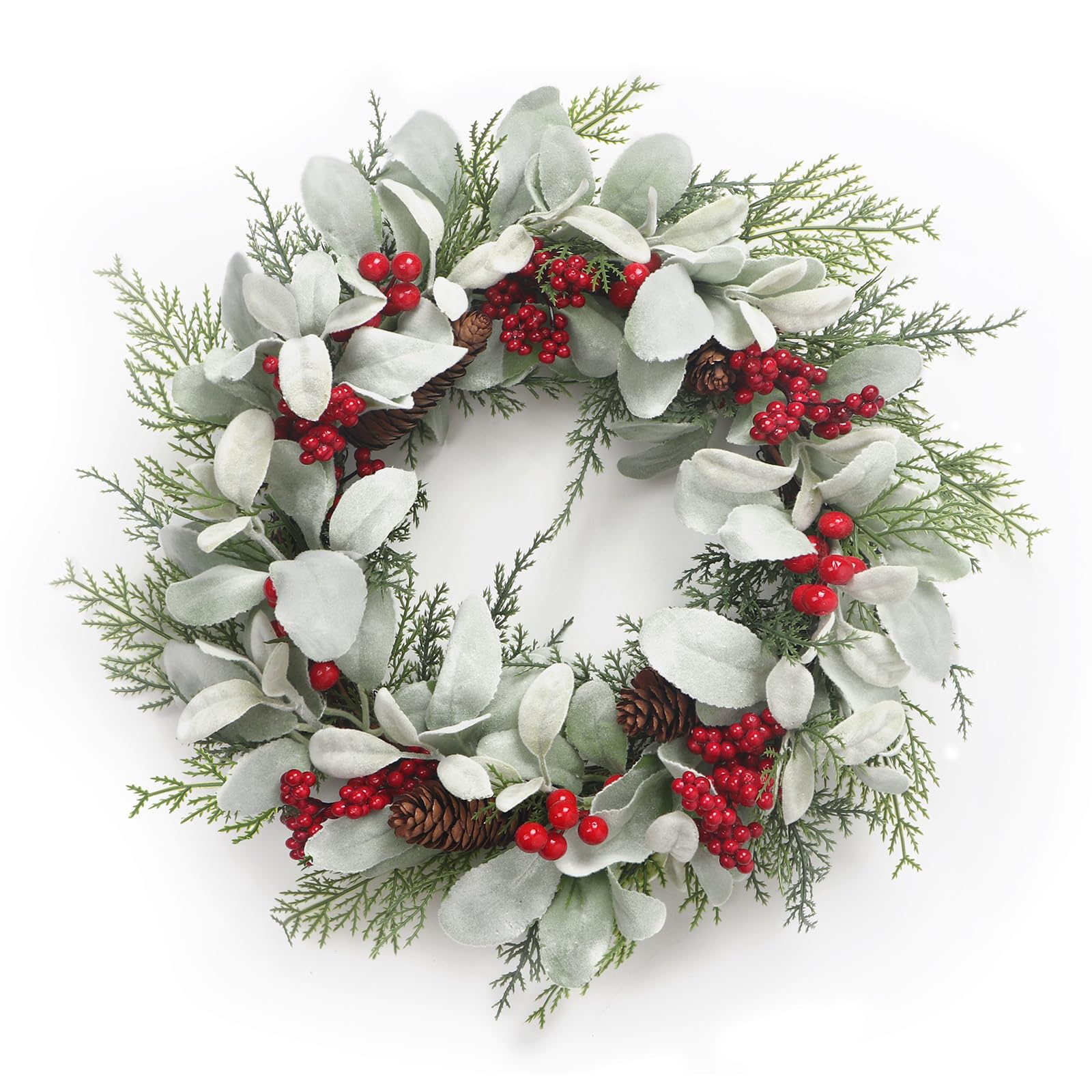 Couronne de Noël extérieur grand format 48 cm avec pomme de pin de fête