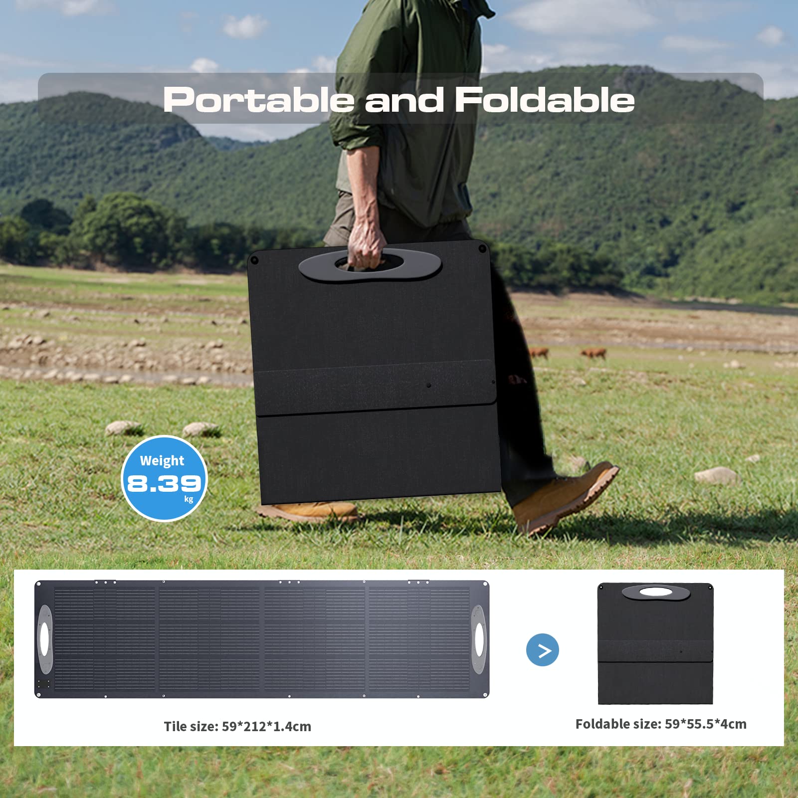 VDL 200W Pannelli Solari Portatile, Caricatore Solare per Celle Solari Monocristalline da 20V, Generatore Solare con Multi-Contatto 4, Compatibile con la Maggior Parte delle Centrali Elettriche