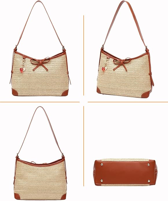 Bolso de rafia trenzada Herald para mujer miniatura 4