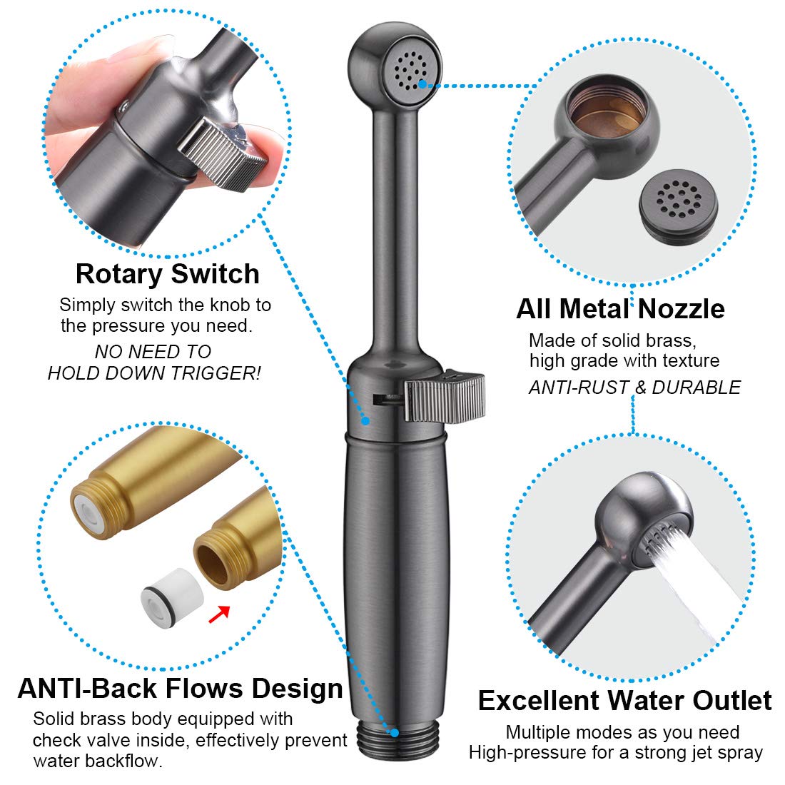 SonTiy - Spray per bidet per WC, con pressione regolabile, per bagno, pannolino, igiene personale, bagno per animali domestici, pulizia pavimento o auto, Colore canna di fucile