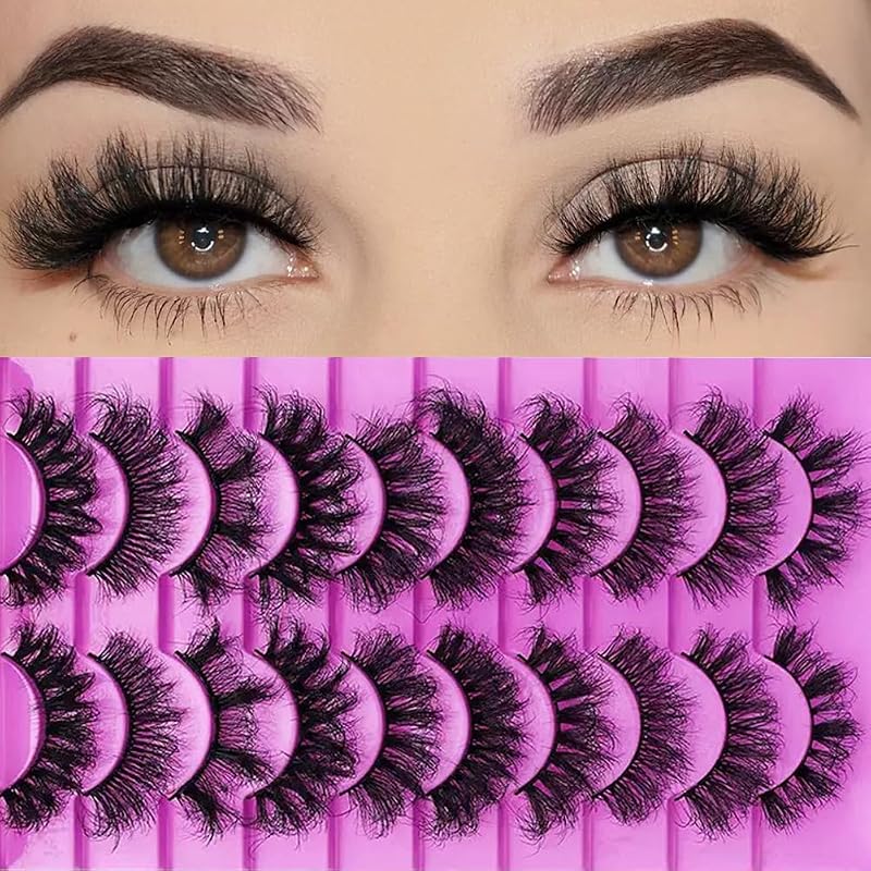 Cílios postiços 8D Sunniess Hair com curvatura D, efeito gatinho, 10 estilos