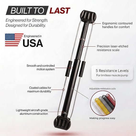 Bullworker Bow Classic 36 Isometric Exercise Equipment, Portable Home Gym Customized Variable Resistance, Chest and Arm Trainer, Full Body Strength Trainer, Shoulder Exerciser