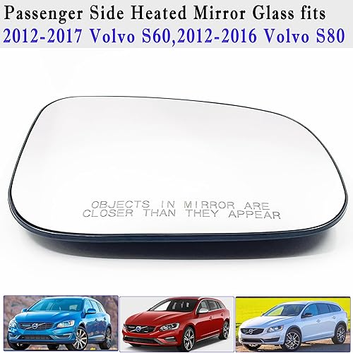 Miniatura 2 de Espejo calefactable para el lado del pasajero S60 compatible con Volvo S60 2012-2017 2012-2016 Volvo S80 2015-2018 Volvo V60 con soporte trasero