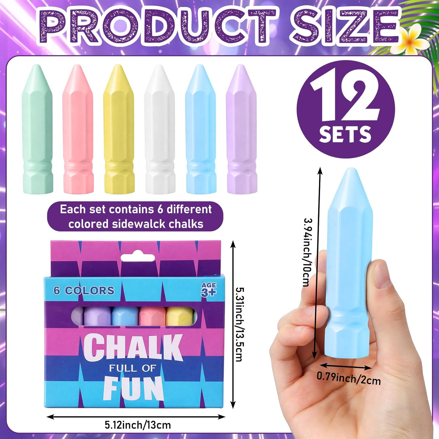 Tinlade 72 Pcs Video Game Party Favors Sidewalk Chalk Set in 12 Packs Washable Chalks Bulk for Kids Outdoor Activities Toys Goodie Bags Stuffers Party Games, Classroom Rewards Carnival Prizes