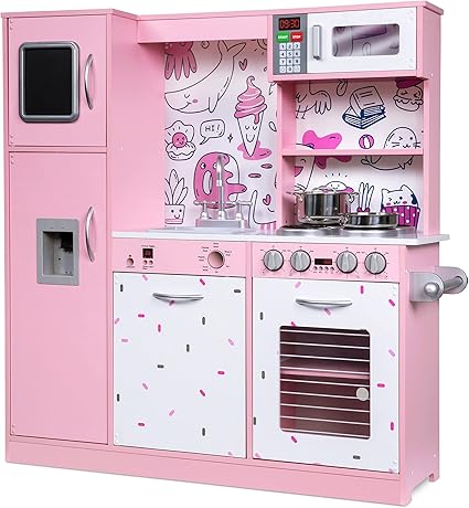 Amazon Com Lil Jumbl Kids Kitchen Set Pretend Wooden Play Kitchen Battery Operated Icemaker Microwave With Realistic Sound Pots Pan Included Pink Toys Games Amazon Com Lil Jumbl Kids Kitchen Set Pretend Wooden Play Kitchen Battery Operated Icemaker Microwave With Realistic Sound Pots Pan Included Pink Toys Games