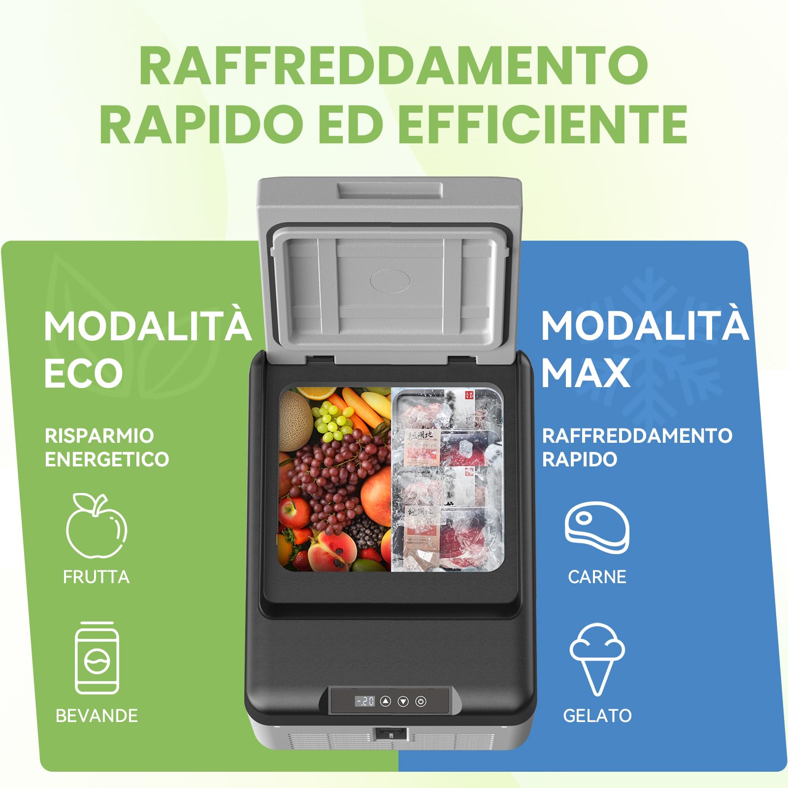 Alpicool CL9 Frigoriferi per Auto 9L, Nuovo 2026 Frigoriferi Portatile Elettrico 12/24V DC 100~240 Volt AC Frigo Auto, -20℃-20 ℃ Mini Frigorifero da Campeggio per Camion, Barca, Viaggio, Picnic
