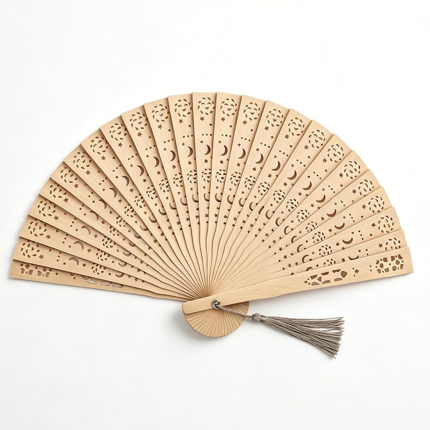 12Pcs Wooden Hand Fans, 20 cm/7.87 inches, for Keeping Cool, Portable,Wedding, Party Favors and Decorations(Hollow).