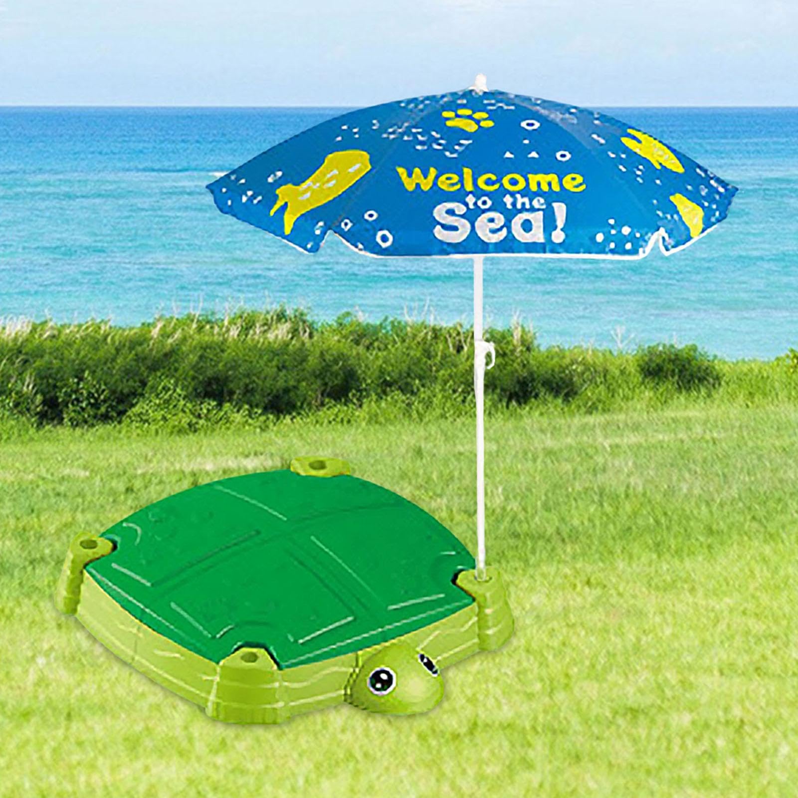 Kindersandkasten mit Deckel Und Sonnenschutz, Tragbarer Sand Und Wassertisch, Spielkiste Und Strandbadewanne Aus Robustem Und Sicherem PP, Geeignet F, Schildkröte