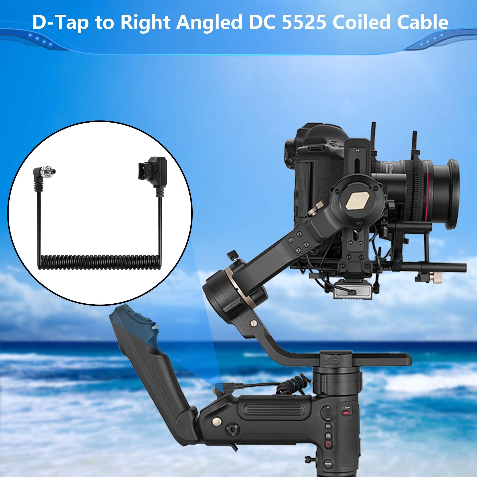 CERRXIAN D-Tap to Locking Right Angled DC 12V Coiled Cable,Replacement Dtap to 12V DC5525 Barrel Jack Cable for Anton Bauer KIPRO LCD - Image 4